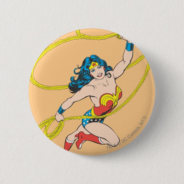 Wonder Woman Holds Lasso 3 6 Cm Round Badge (Front)