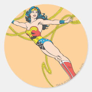 Wonder Woman Holds Lasso 4 Classic Round Sticker