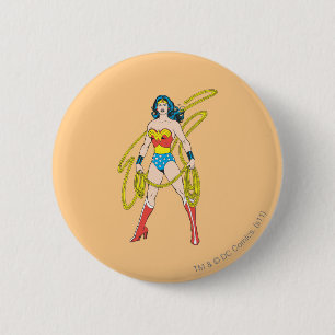 Wonder Woman Holds Lasso 5 6 Cm Round Badge