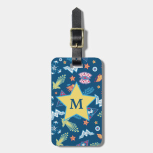 Wonder Woman Icons & Phrases Pattern   Monogram Luggage Tag