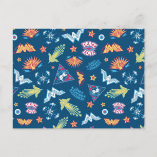 Wonder Woman Icons & Phrases Pattern Postcard