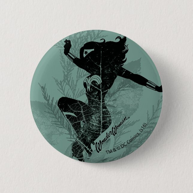 Wonder Woman Landing Foliage Graphic 6 Cm Round Badge (Front)