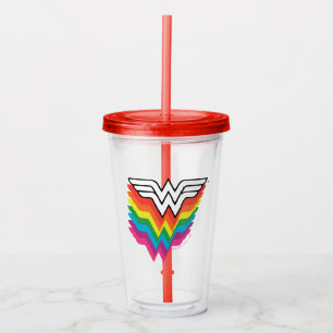 Wonder Woman Layered Rainbow Logo Acrylic Tumbler