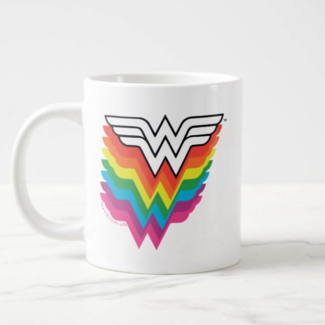 Wonder Woman Layered Rainbow Logo Large Coffee Mug (Left)