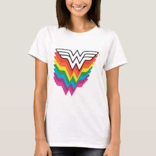Wonder Woman Layered Rainbow Logo T-Shirt