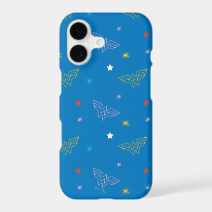 Wonder Woman Logo and Stars Blue Pattern