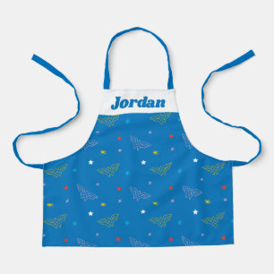 Wonder Woman Logo and Stars Blue Pattern Apron