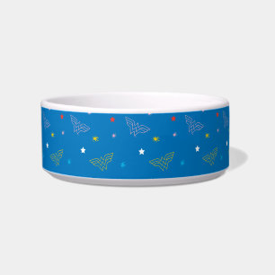Wonder Woman Logo and Stars Blue Pattern Bowl