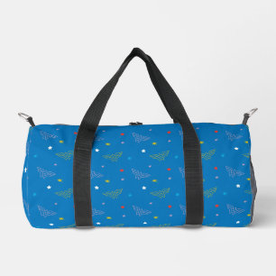 Wonder Woman Logo and Stars Blue Pattern Duffle Bag