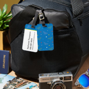 Wonder Woman Logo and Stars Blue Pattern Luggage Tag