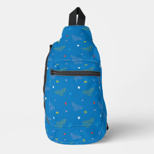 Wonder Woman Logo and Stars Blue Pattern Sling Bag