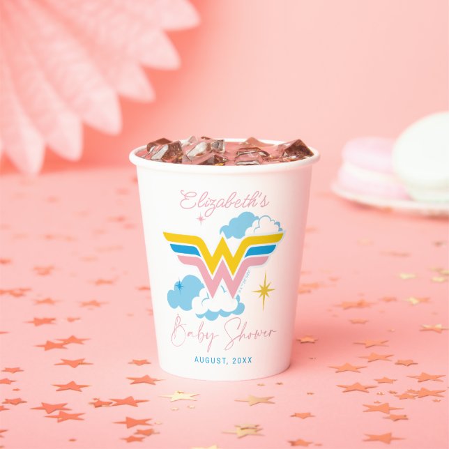 Wonder Woman Logo | Baby Shower Paper Cups (Insitu)