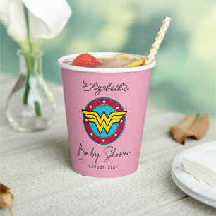 Wonder Woman Logo   New Baby Coming Soon Paper Cups