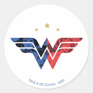 Wonder Woman Modern & Retro Comic Overlay Logo Classic Round Sticker