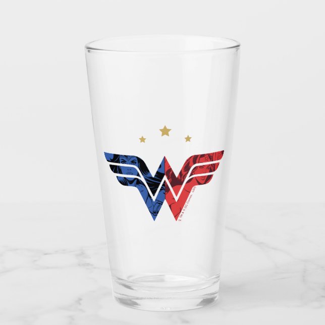 Wonder Woman Modern & Retro Comic Overlay Logo Glass (Front)
