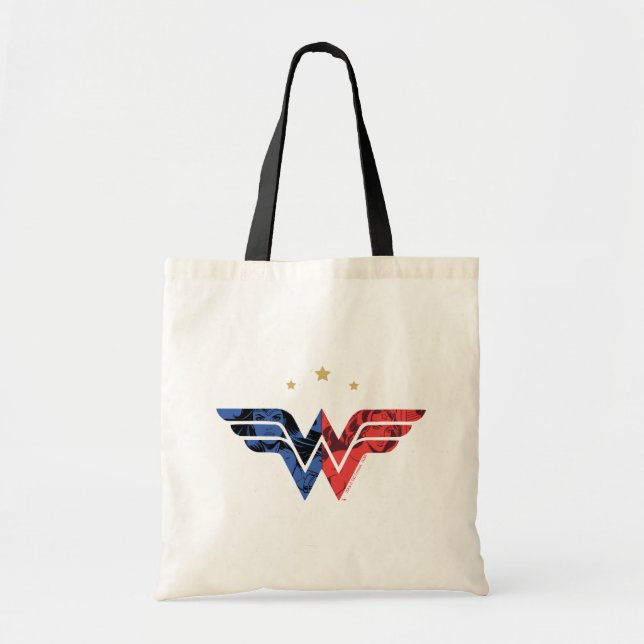 Wonder Woman Modern & Retro Comic Overlay Logo Tote Bag (Front)