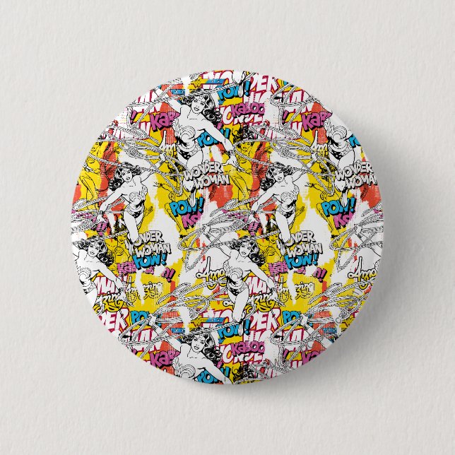 Wonder Woman Neon Pattern 6 Cm Round Badge (Front)