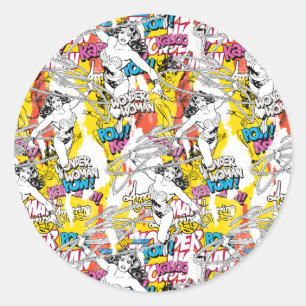 Wonder Woman Neon Pattern Classic Round Sticker