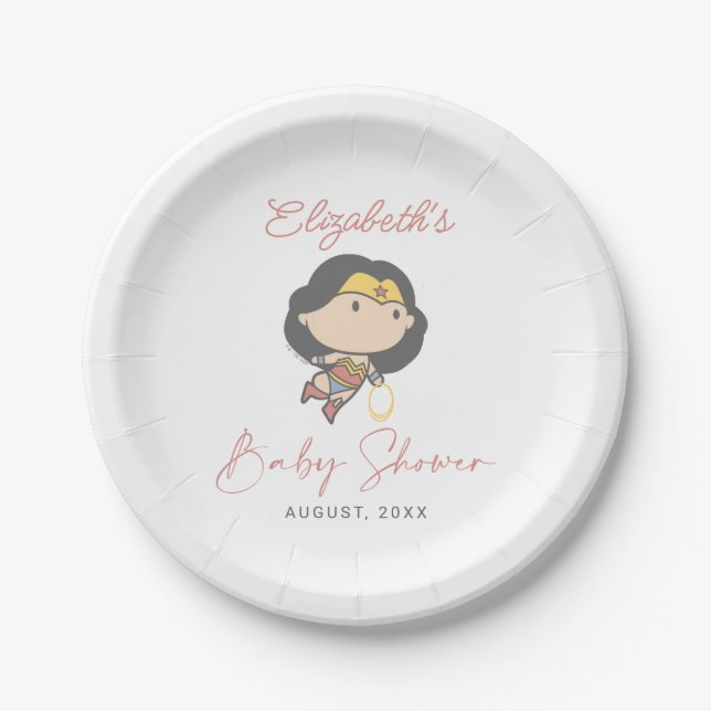Wonder Woman | New Baby Coming Soon Paper Plate (Front)