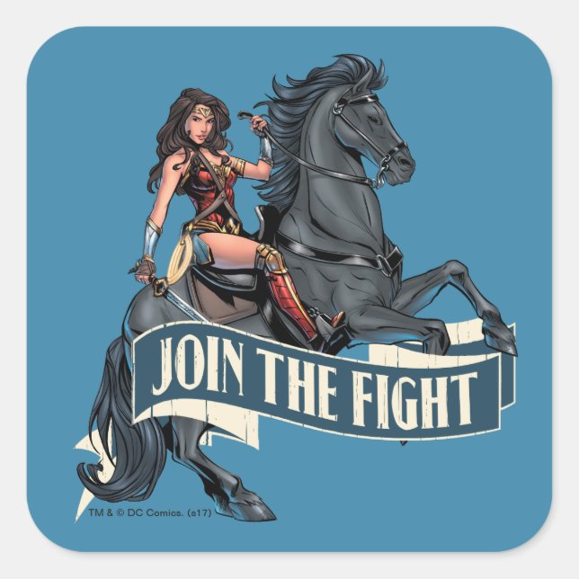 Wonder Woman on Horse Comic Art Square Sticker (Front)