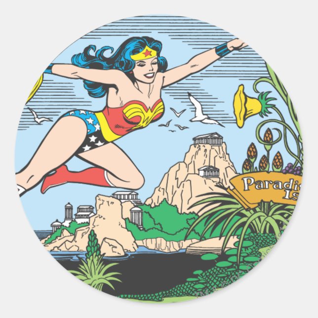 Wonder Woman Paradise Island Classic Round Sticker (Front)