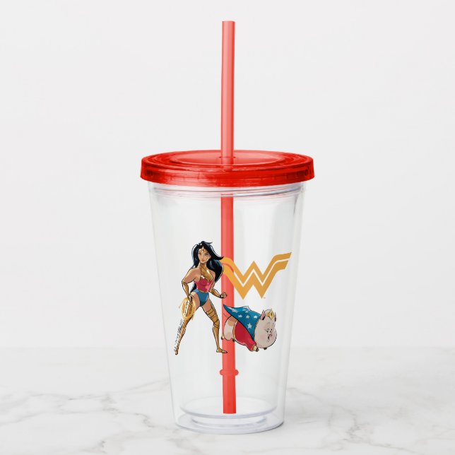 Wonder Woman & PB Acrylic Tumbler (Front)