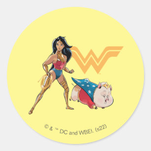 Wonder Woman & PB Classic Round Sticker