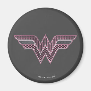 Wonder Woman Pink and Black Checker Mesh Logo Magnet