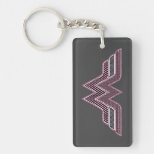 Wonder Woman Pink and Black Chequered Mesh Logo Key Ring