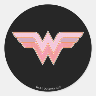 Wonder Woman Pink and Orange Mesh Logo Classic Round Sticker