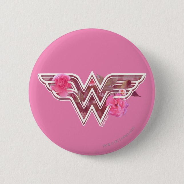 Wonder Woman Pink Camellia Flowers Logo 6 Cm Round Badge (Front)