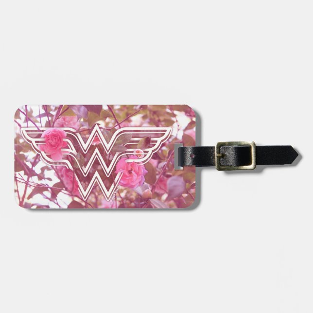 Wonder Woman Pink Camellia Flowers Logo Luggage Tag (Front Horizontal)