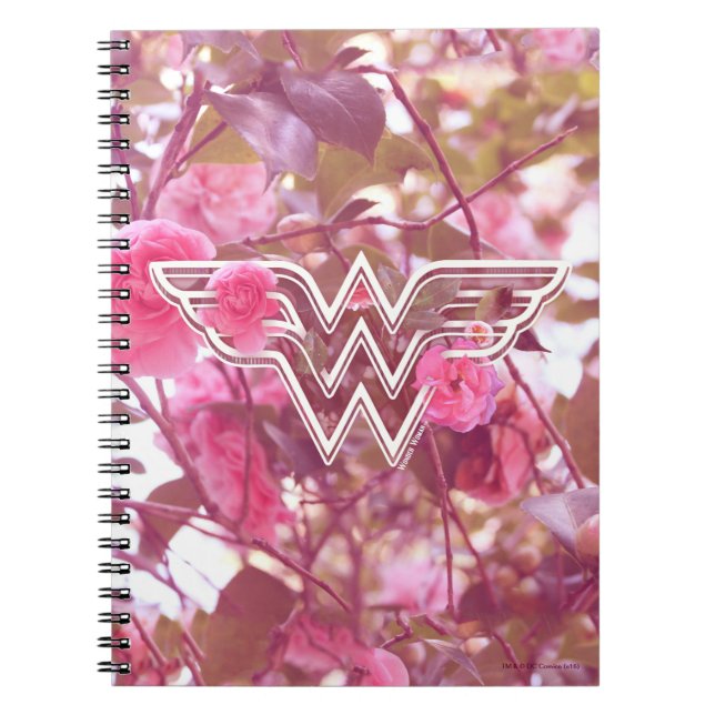 Wonder Woman Pink Camellia Flowers Logo Notebook (Front)