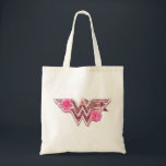 Wonder Woman Pink Camellia Flowers Logo Tote Bag<br><div class="desc">The classic Wonder Woman logo amongst pink camillia flowers.</div>