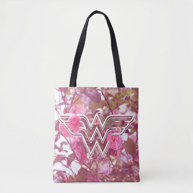 Wonder Woman Pink Camellia Flowers Logo Tote Bag (Front)
