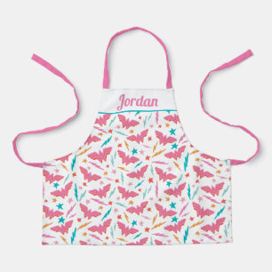 Wonder Woman Pink Logo and Lightning Pattern Apron