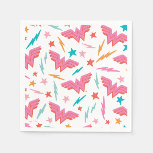 Wonder Woman Pink Logo and Lightning Pattern Napkin