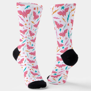 Wonder Woman Pink Logo and Lightning Pattern Socks