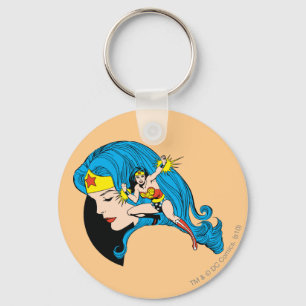 Wonder Woman Profile Background Key Ring