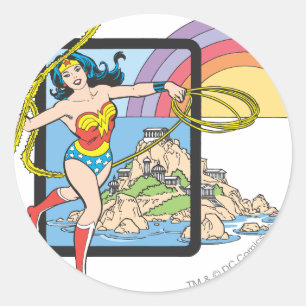 Wonder Woman Rainbow Classic Round Sticker