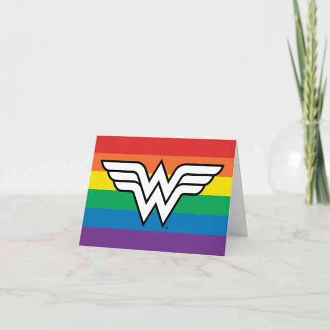 Wonder Woman Rainbow Logo Note Card (Front)