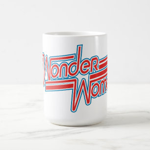 Wonder Woman Red and Blue Stripe Logo Coffee Mug