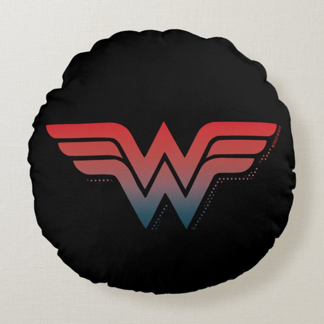 Wonder Woman Red Blue Gradient Logo Round Cushion (Front)