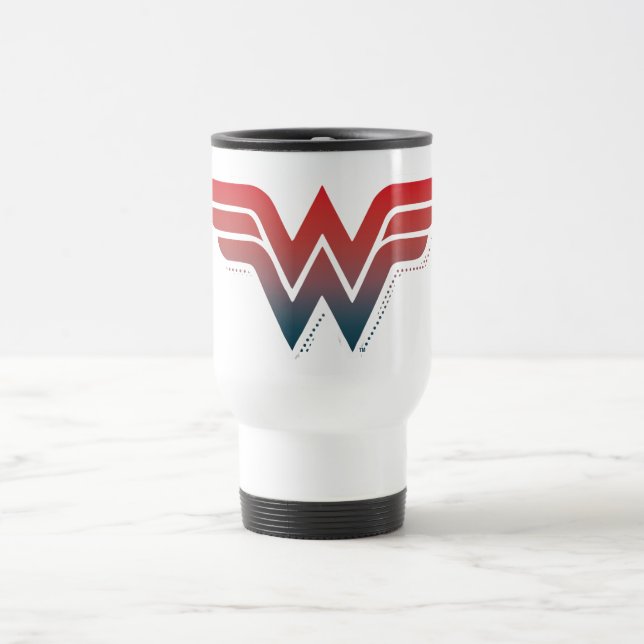 Wonder Woman Red Blue Gradient Logo Travel Mug (Center)