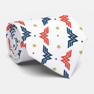 Wonder Woman Red & Blue Logo Pattern Tie