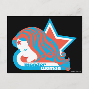 Wonder Woman Red & Blue Star Postcard