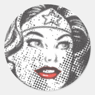 Wonder Woman Red Lips Classic Round Sticker