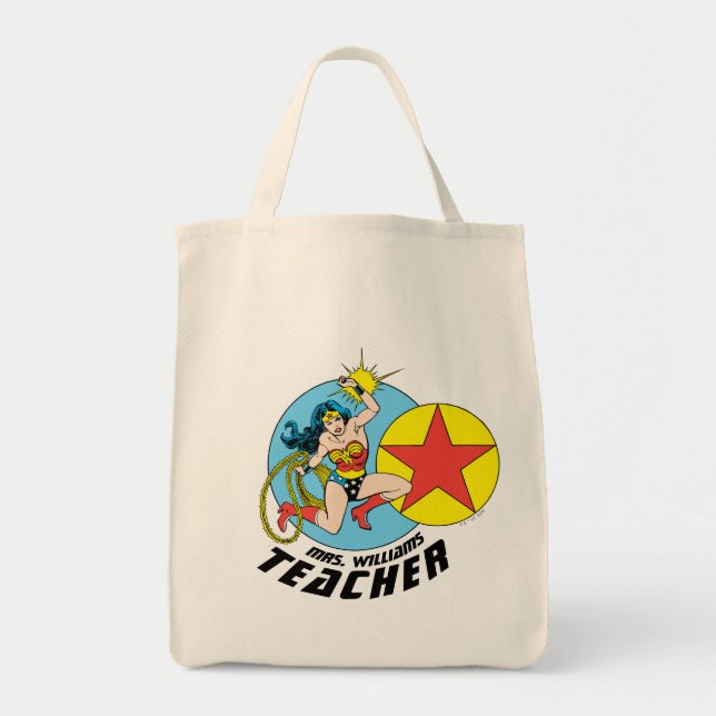 Wonder Woman Red Star Teacher Tote Bag (Front)
