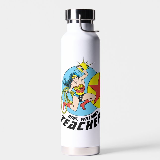 Wonder Woman Red Star Teacher Water Bottle (Left)