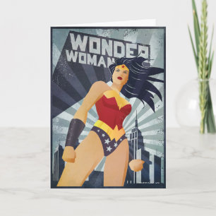 Wonder Woman Retro City Sunburst Card